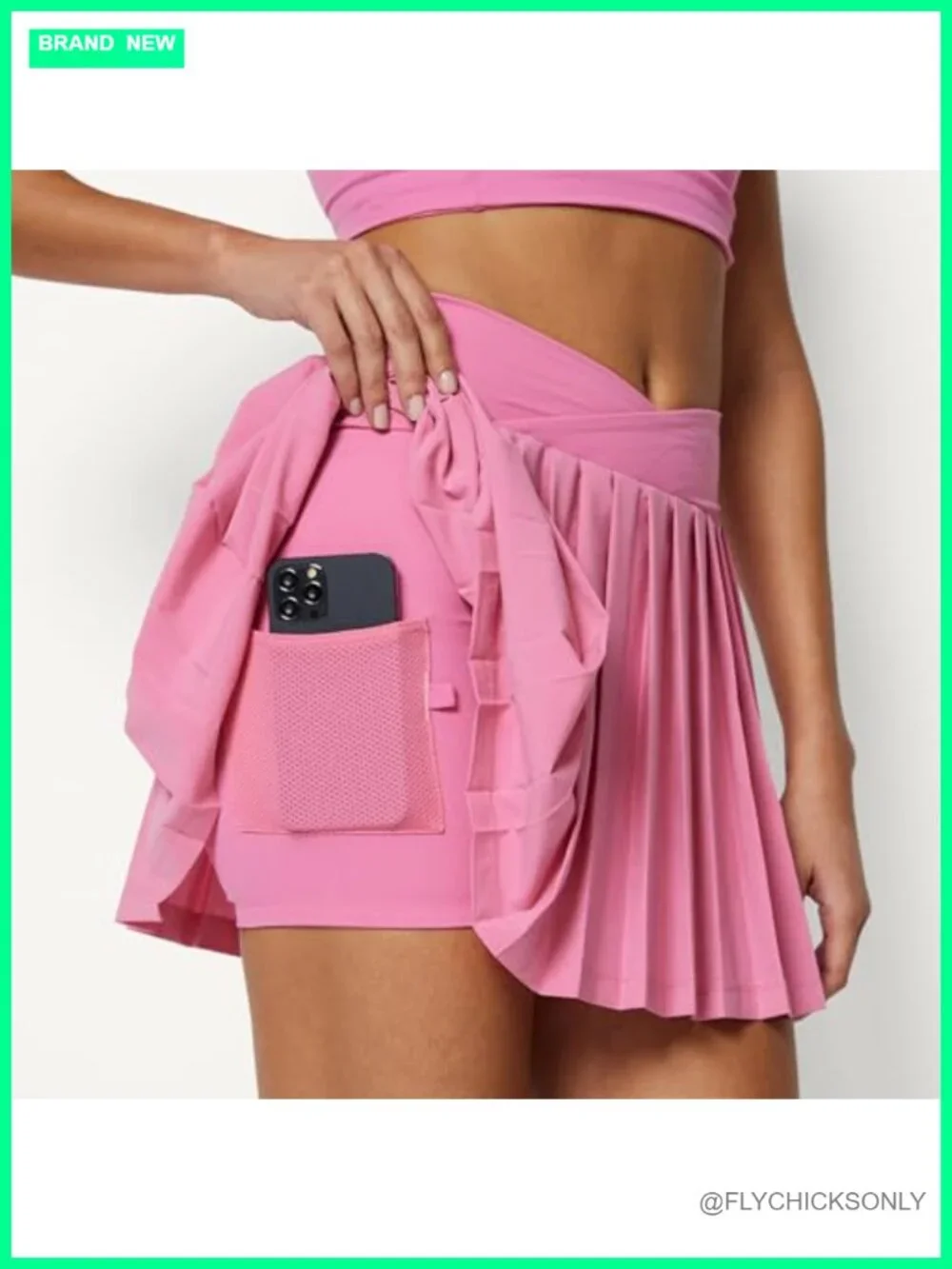 Performance Stretch Woven Pleated Tennis Skort with Pockets